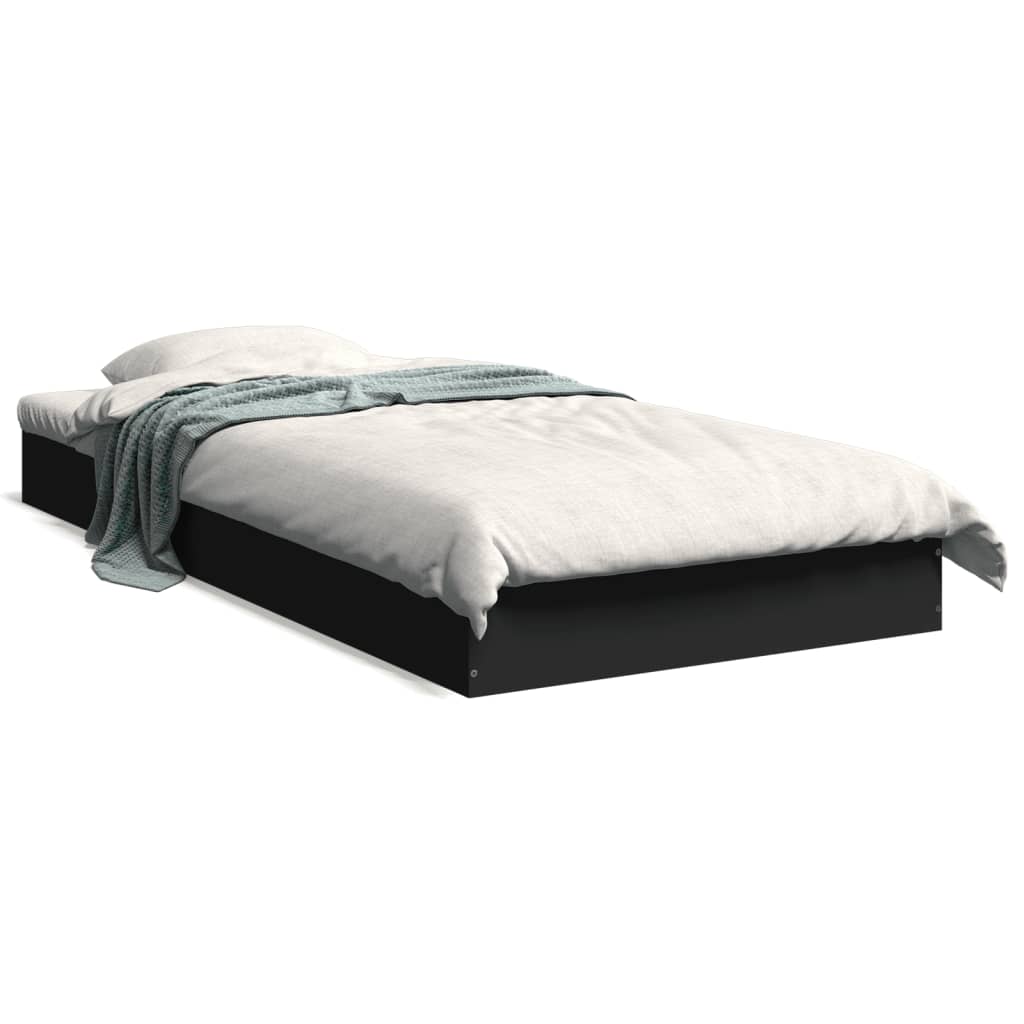 Cadre de lit sans matelas noir 90x200 cm bois d'ingénierie