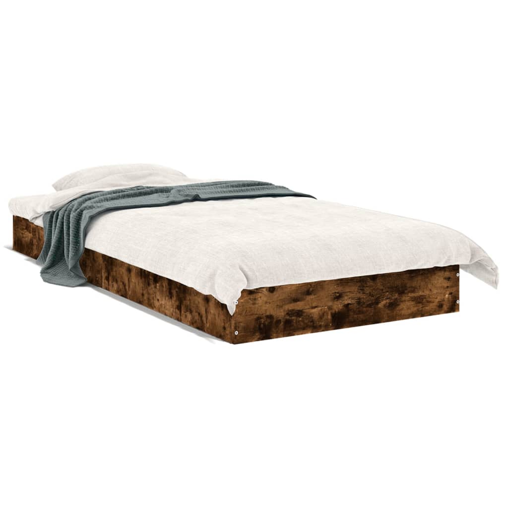 Cadre de lit sans matelas chêne fumé 90x200cm bois d'ingénierie