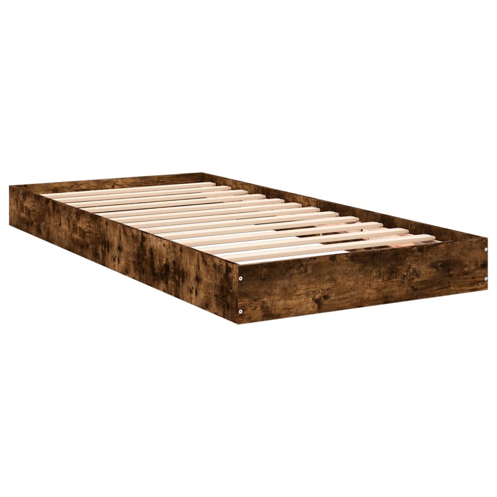 Cadre de lit sans matelas chêne fumé 90x200cm bois d'ingénierie