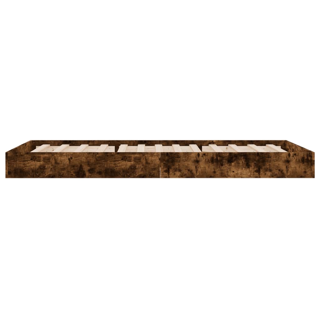 Cadre de lit sans matelas chêne fumé 90x200cm bois d'ingénierie