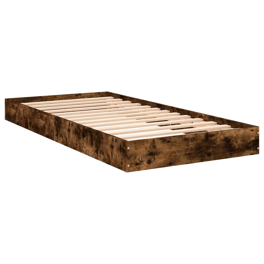 Cadre de lit sans matelas chêne fumé 90x200cm bois d'ingénierie