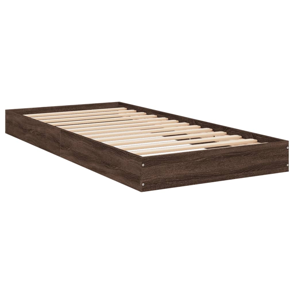 Cadre de lit sans matelas chêne marron 90x200cm bois ingénierie