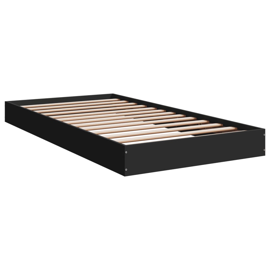 Cadre de lit sans matelas noir 90x190 cm bois ingénierie