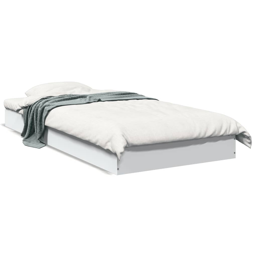 Cadre de lit sans matelas blanc 75x190 cm bois d'ingénierie