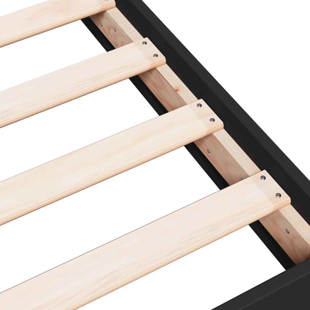 Cadre de lit sans matelas noir 75x190 cm bois ingénierie