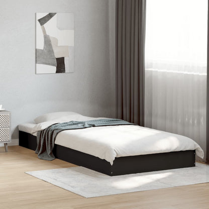 Cadre de lit sans matelas noir 75x190 cm bois ingénierie