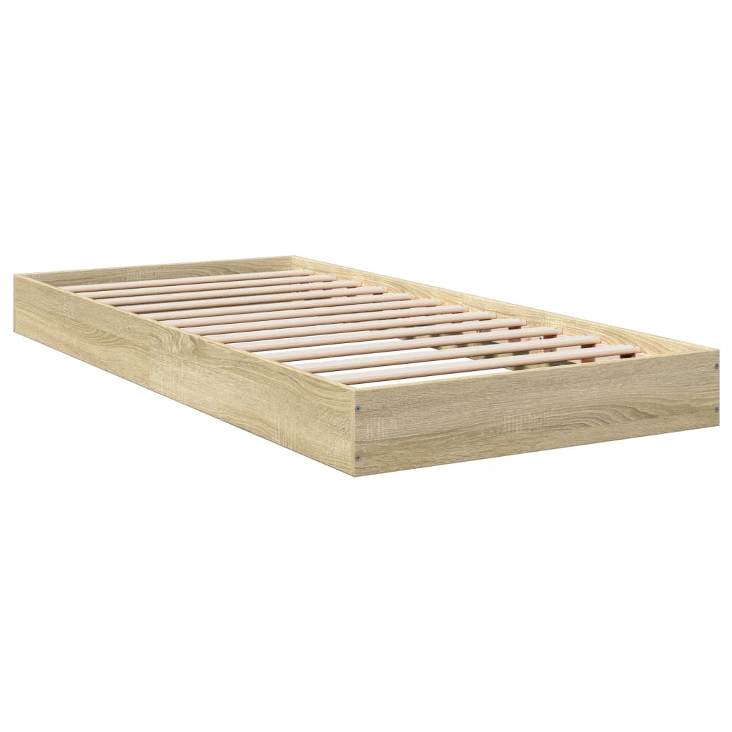 Cadre de lit sans matelas chêne sonoma 75x190 cm