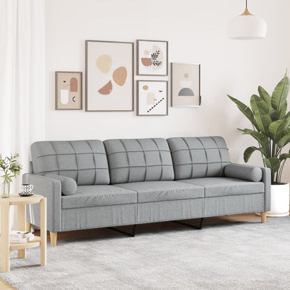 Canapé 3 places avec oreillers gris clair 210 cm tissu