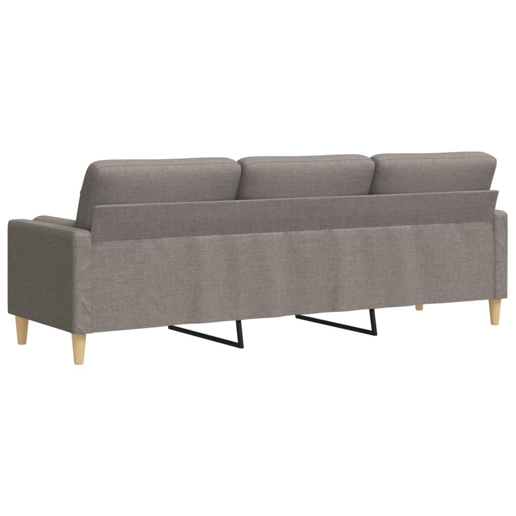 Canapé 3 places avec oreillers décoratifs taupe 210 cm tissu