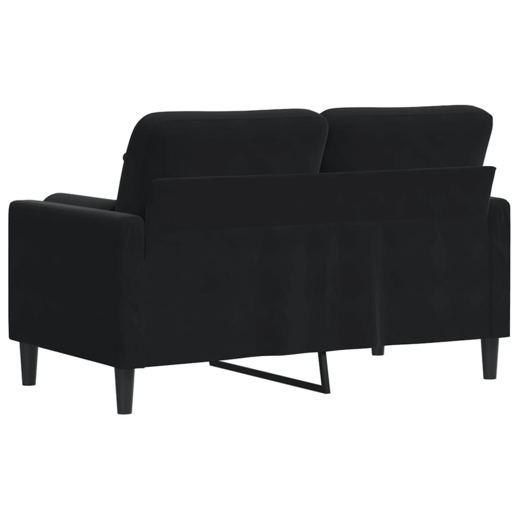 Canapé 2 places avec oreillers décoratifs noir 120 cm velours