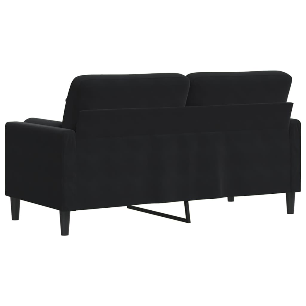 Canapé 2 places avec oreillers décoratifs noir 140 cm velours