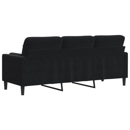 Canapé 3 places avec oreillers décoratifs noir 180 cm velours