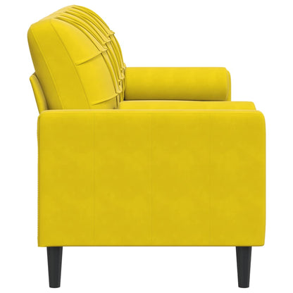 Canapé 3 places avec oreillers décoratifs jaune 180 cm velours