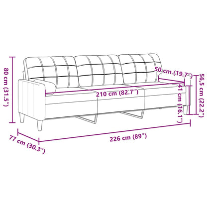 Canapé 3 places avec oreillers gris foncé 210 cm velours