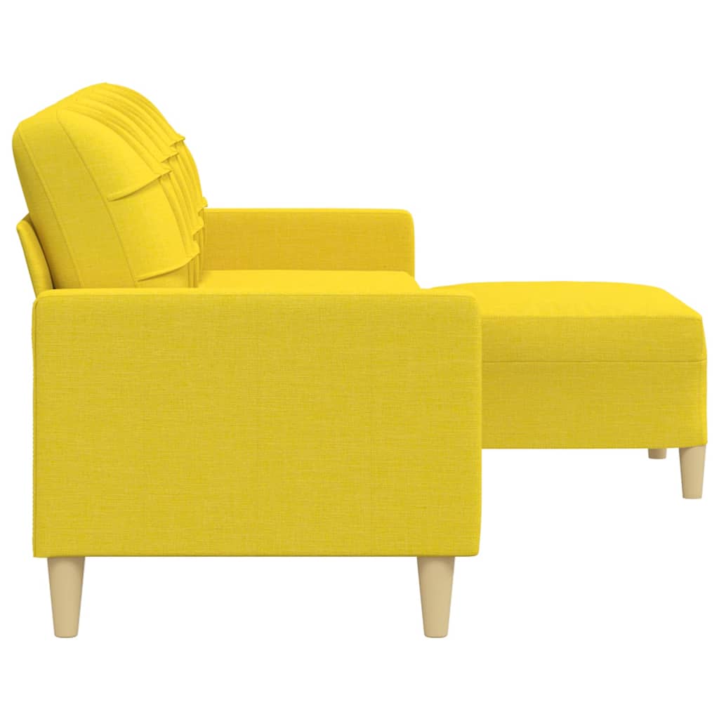 Canapé à 3 places avec repose-pieds Jaune clair 210 cm Tissu