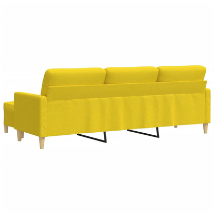 Canapé à 3 places avec repose-pieds Jaune clair 210 cm Tissu