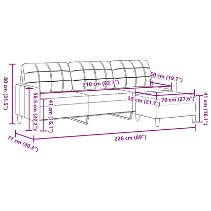 Canapé à 3 places avec repose-pieds Jaune clair 210 cm Tissu