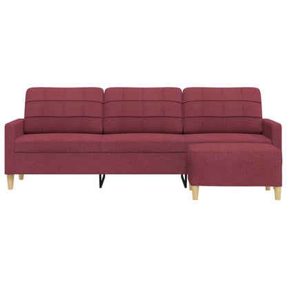 Canapé à 3 places avec repose-pieds Rouge bordeaux 210 cm Tissu