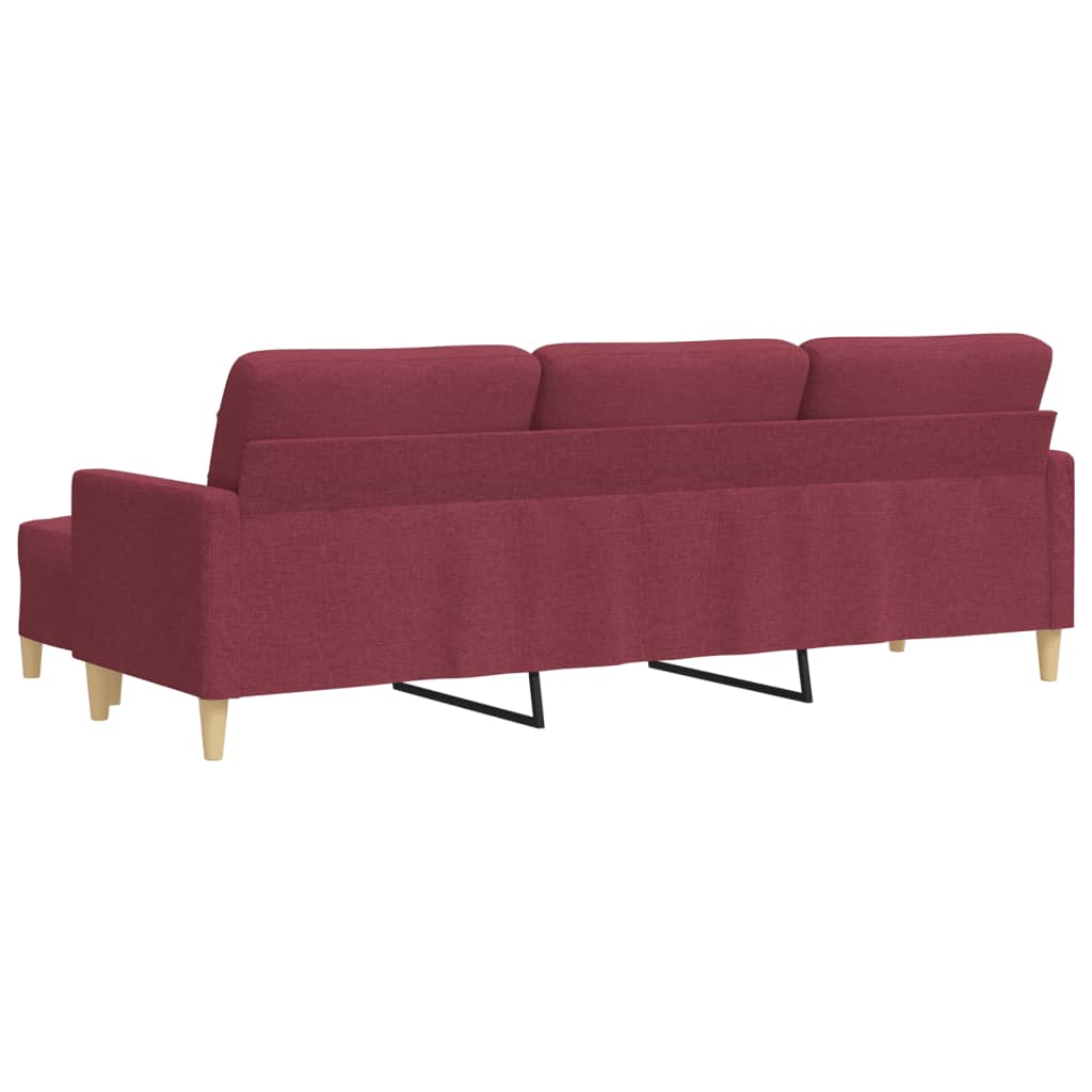 Canapé à 3 places avec repose-pieds Rouge bordeaux 210 cm Tissu