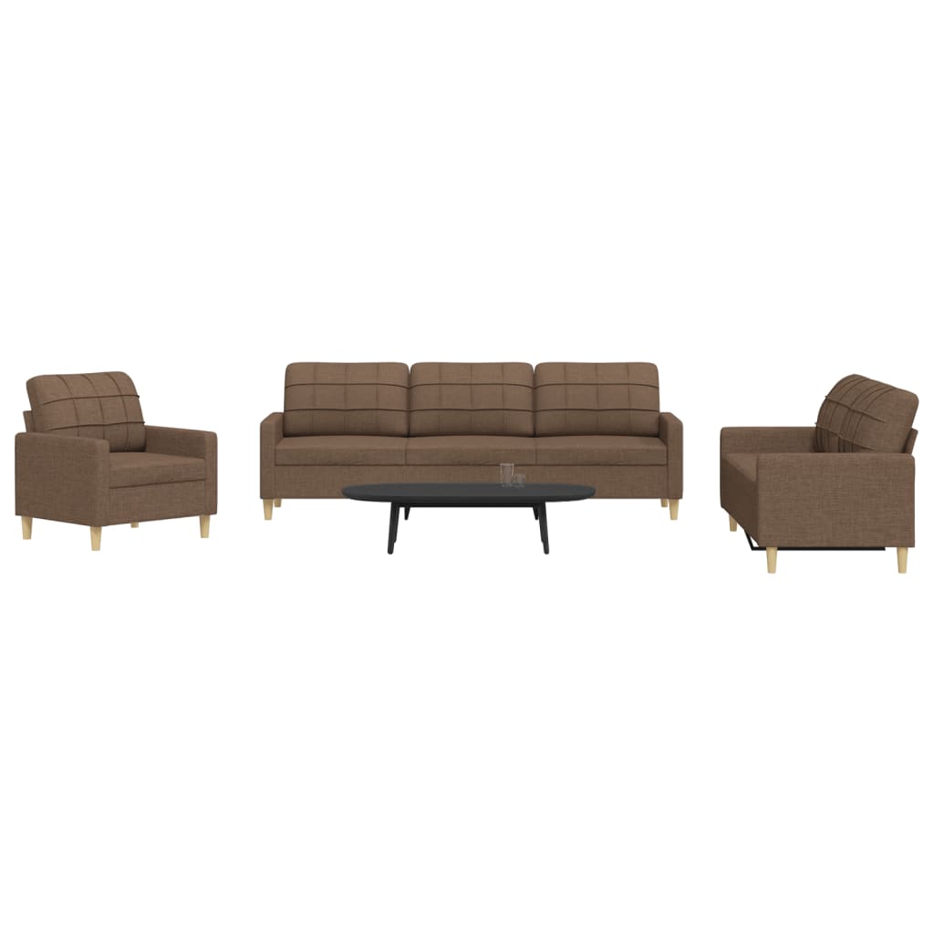 Ensemble de canapés 3 pcs marron tissu