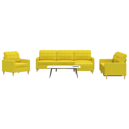 Ensemble de canapés 4 pcs avec repose-pied jaune clair tissu