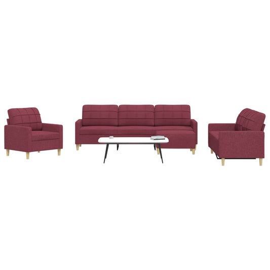 Ensemble de canapés 4 pcs avec repose-pied rouge bordeaux tissu