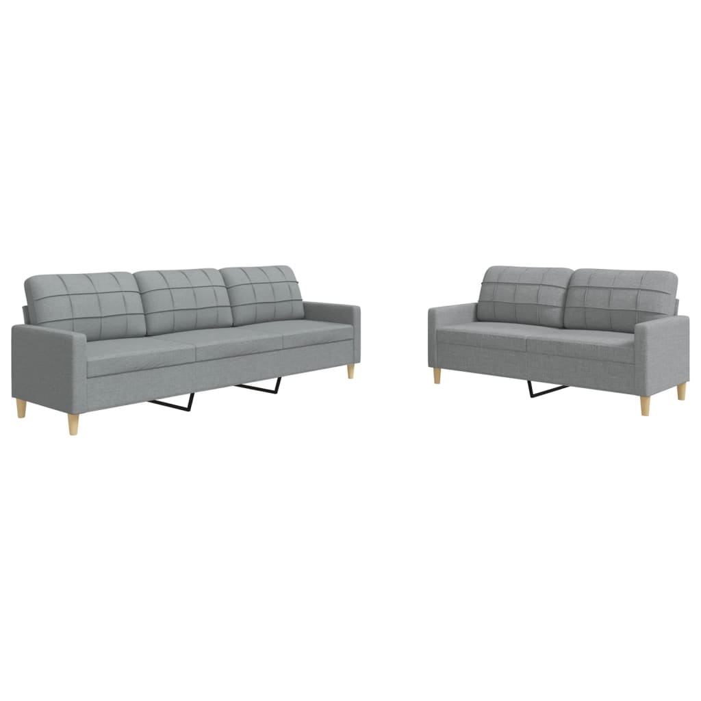 Ensemble de canapés 2 pcs gris clair tissu