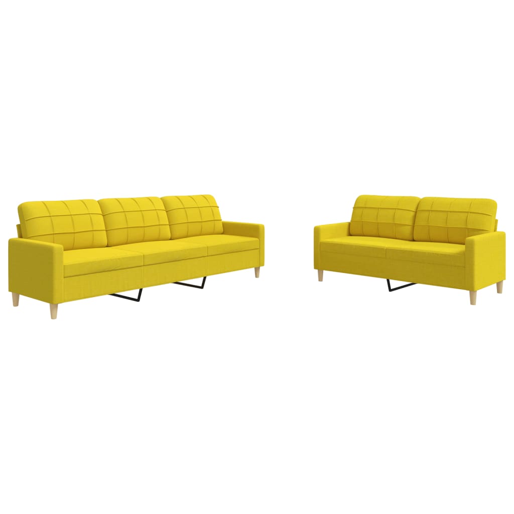 Ensemble de canapés 2 pcs jaune clair tissu