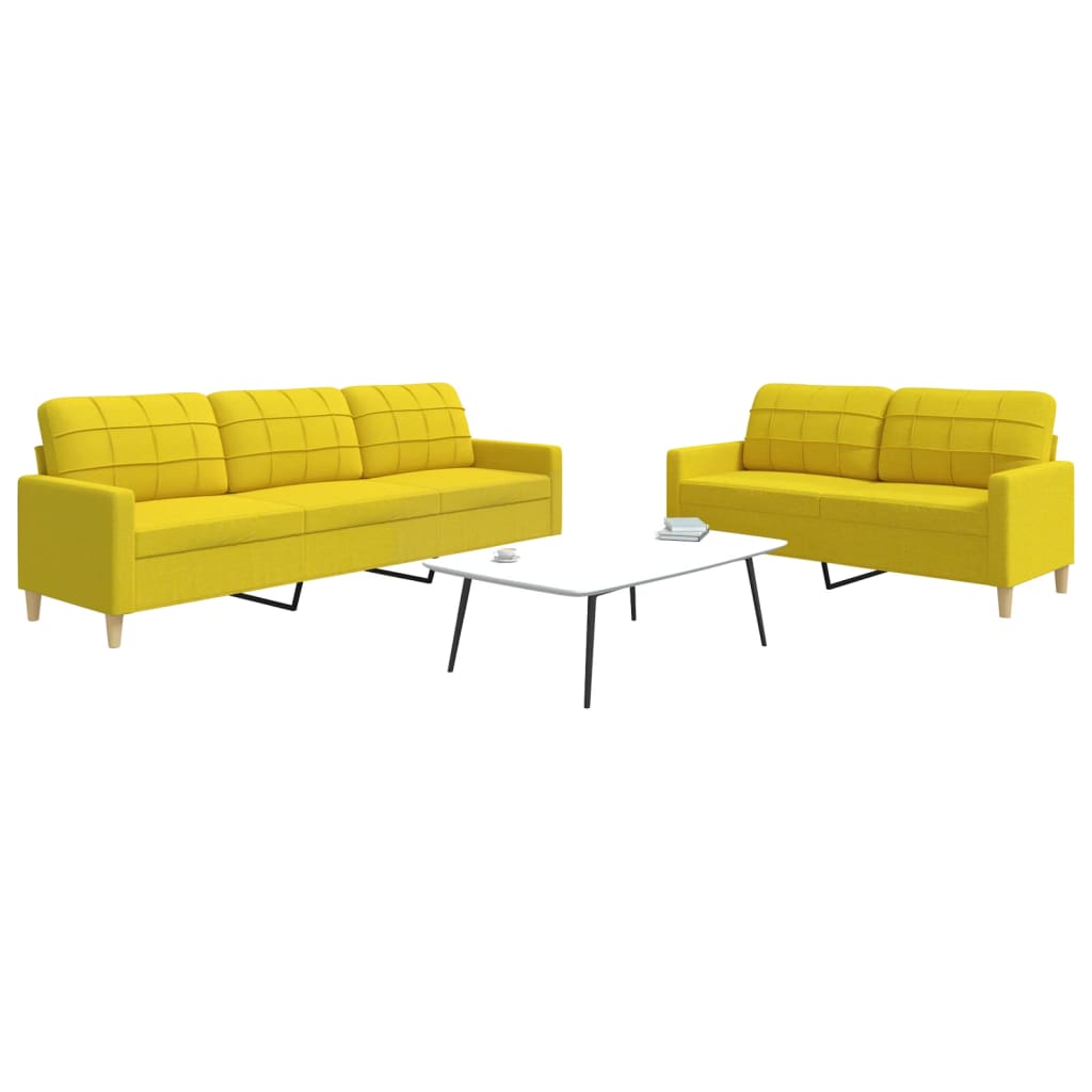 Ensemble de canapés 2 pcs jaune clair tissu