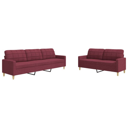 Ensemble de canapés 2 pcs rouge bordeaux tissu