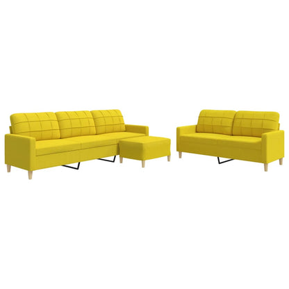 Ensemble de canapés 3 pcs avec repose-pied jaune clair tissu