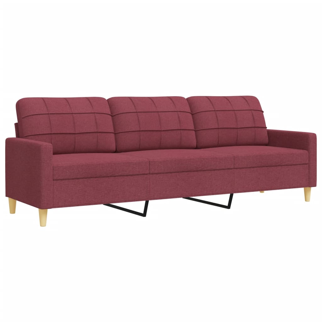 Ensemble de canapés 3 pcs avec repose-pied rouge bordeaux tissu