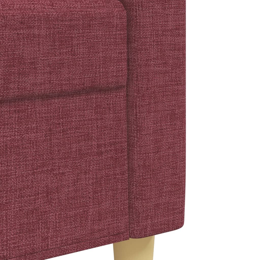 Ensemble de canapés 3 pcs avec repose-pied rouge bordeaux tissu