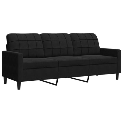 Ensemble de canapés 3pcs et coussins et traversins noir velours