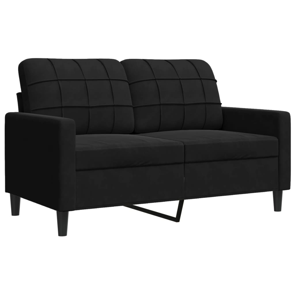 Ensemble de canapés 3pcs et coussins et traversins noir velours