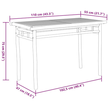 Ensemble à manger de jardin 5 pcs bambou