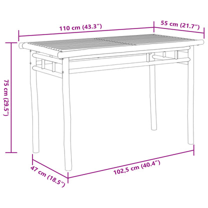 Ensemble à manger de jardin 5 pcs bambou