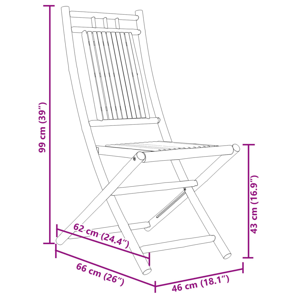 Ensemble à manger de jardin 5 pcs bambou