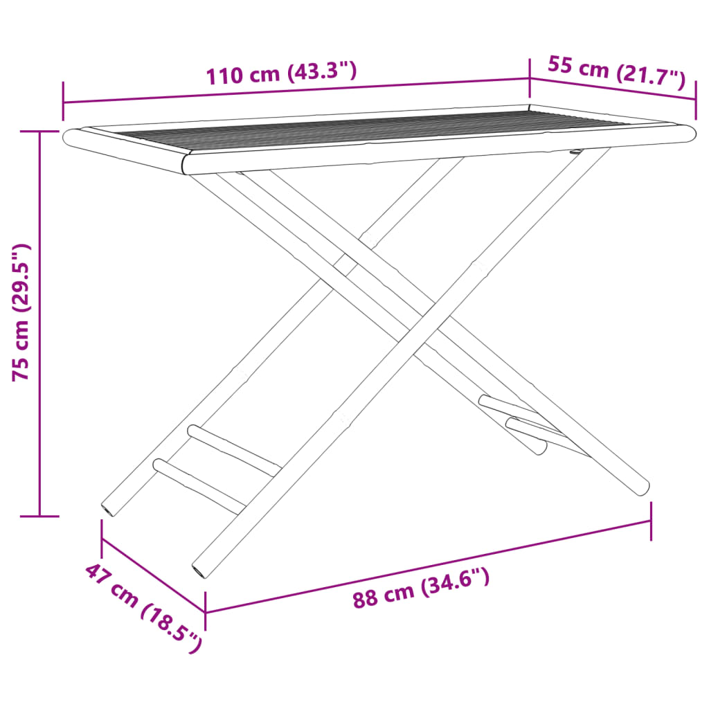 Ensemble à manger de jardin 5 pcs bambou