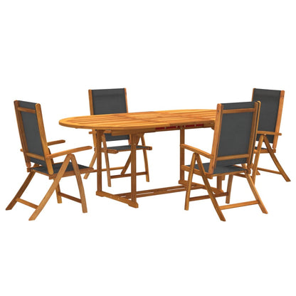 Ensemble à manger de jardin 5pcs bois d'acacia solide textilène