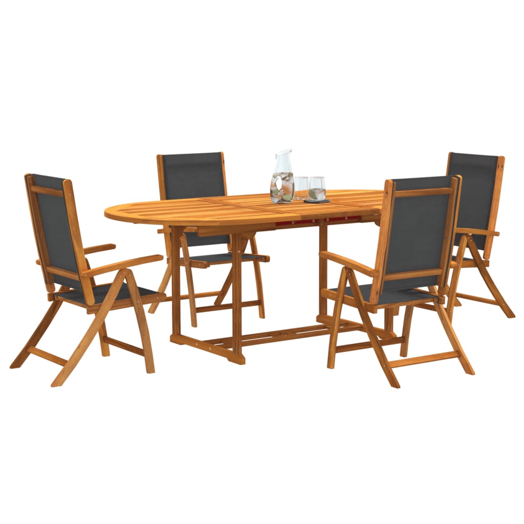 Ensemble à manger de jardin 5pcs bois d'acacia solide textilène