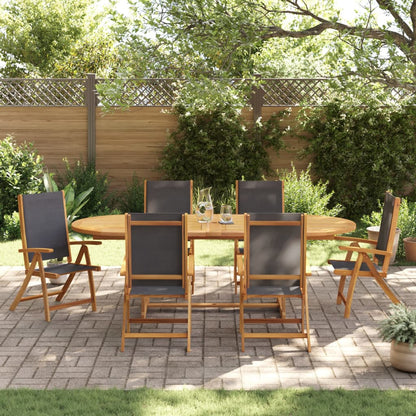 Ensemble à Manger de jardin 7pcs bois d'acacia solide textilène