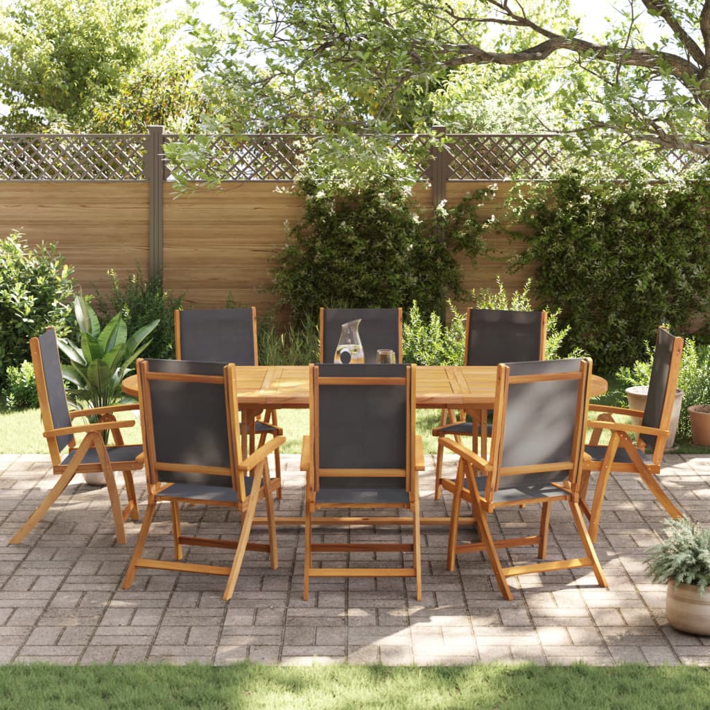 Ensemble à manger de jardin 9pcs bois d'acacia solide textilène