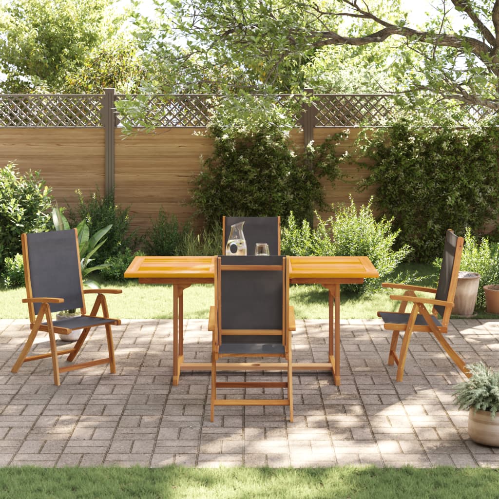 Ensemble à manger de jardin 5pcs bois d'acacia solide textilène