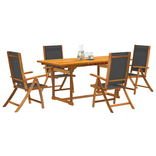 Ensemble à manger de jardin 5pcs bois d'acacia solide textilène