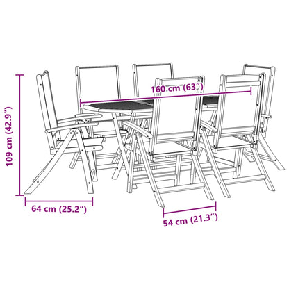 Ensemble à Manger de jardin 7pcs bois d'acacia solide textilène