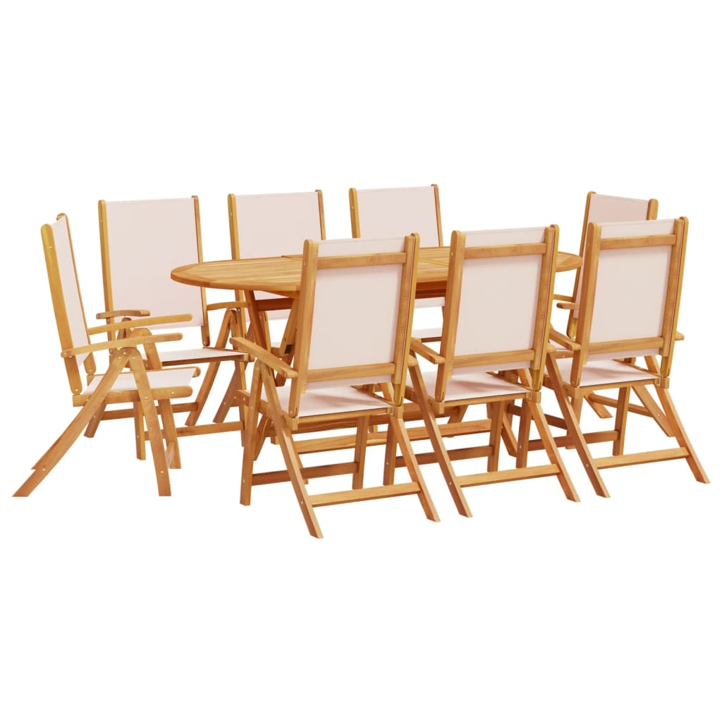 Ensemble à manger de jardin 9pcs bois d'acacia solide textilène