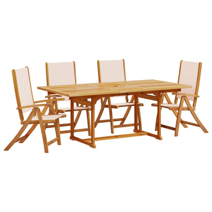 Ensemble à manger de jardin 5pcs bois d'acacia solide textilène