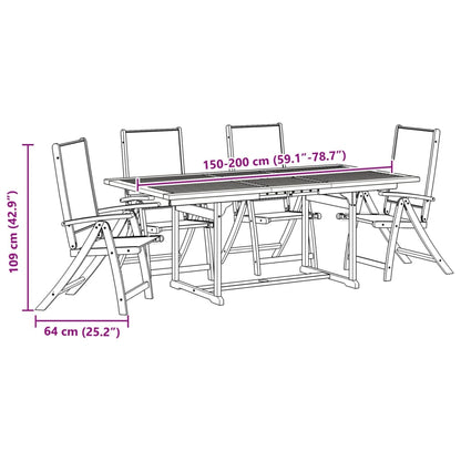 Ensemble à manger de jardin 5pcs bois d'acacia solide textilène