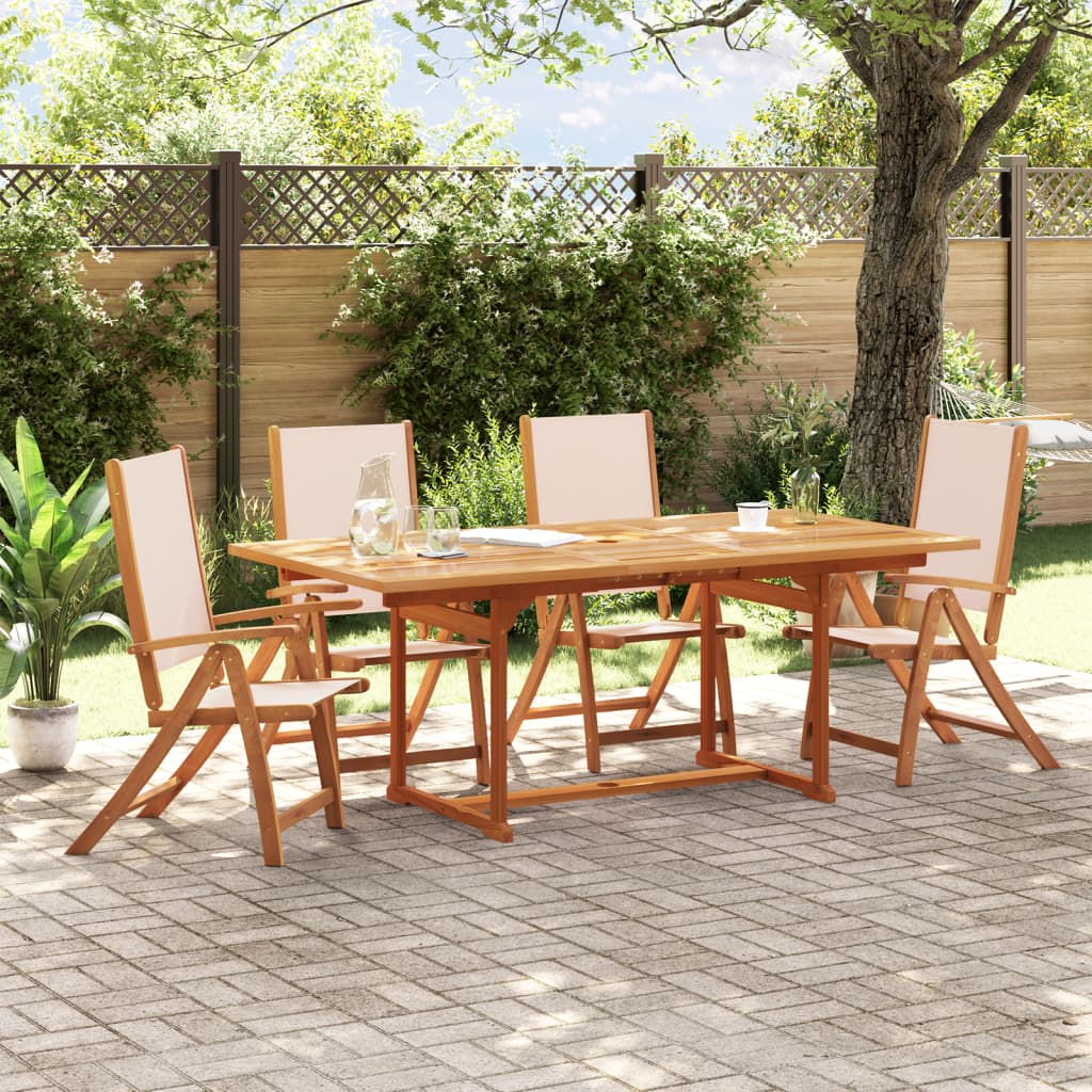 Ensemble à manger de jardin 5pcs bois d'acacia solide textilène